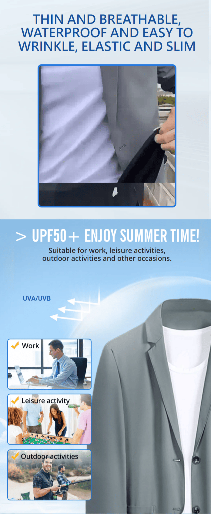 Mens Summer Lightweight Suit Jacket