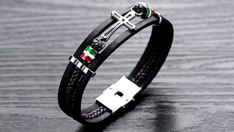 High-quality Leather Handmade Personalise Fashion Leather Cross Bracelet-limited Edition
