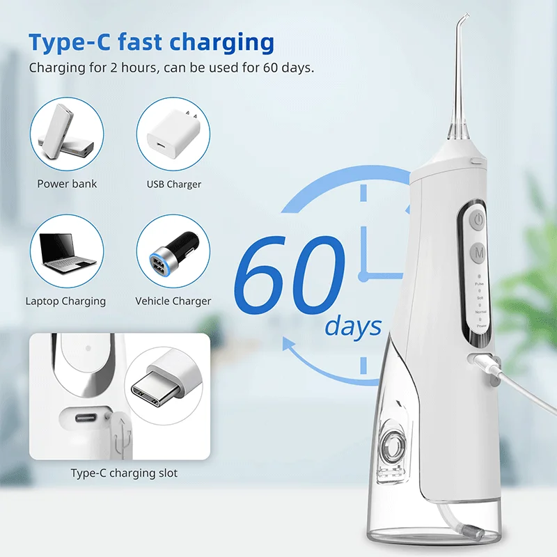Premium Work Smart Water Flosser – 4-in-1 - Cordless, Rechargeable Dent