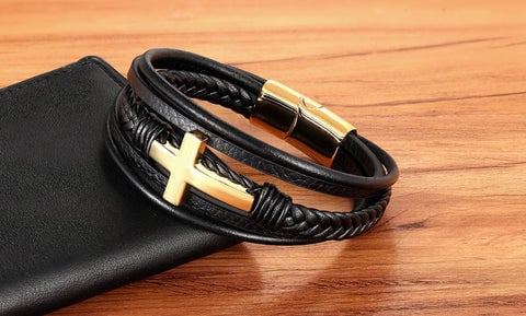 Cross Luxury Multicolor Design Leather Bracelet - Dakell