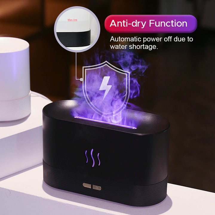 Ultrasonic Flame Humidifier Led Rgb Colorful Essential Oil Fire Flame Aroma Diffuser