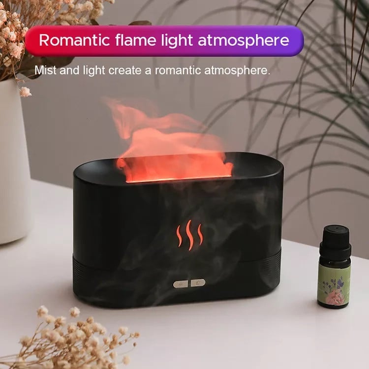 Ultrasonic Flame Humidifier Led Rgb Colorful Essential Oil Fire Flame Aroma Diffuser