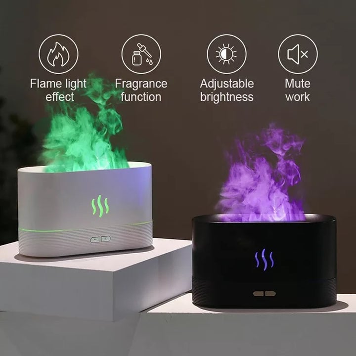 Ultrasonic Flame Humidifier Led Rgb Colorful Essential Oil Fire Flame Aroma Diffuser