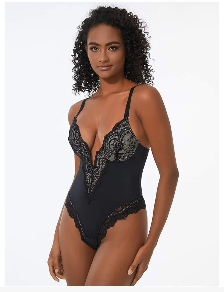 Belle - Lace Sculpting V-neck Bodysuit - Lumea Paris