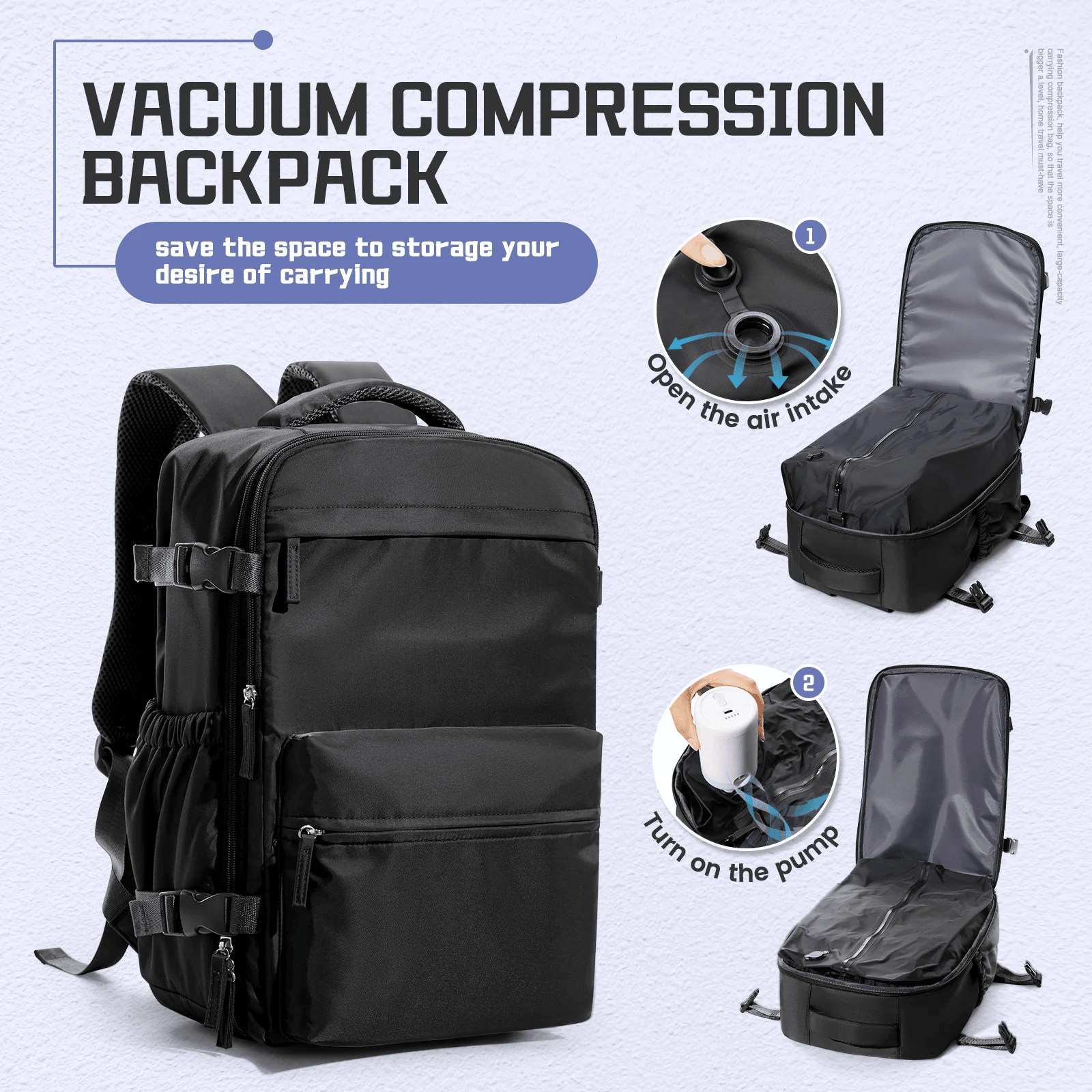 Travel Smart: Vacuum Compression Backpack – Your Ultimate Space-saving Adventure Companion!