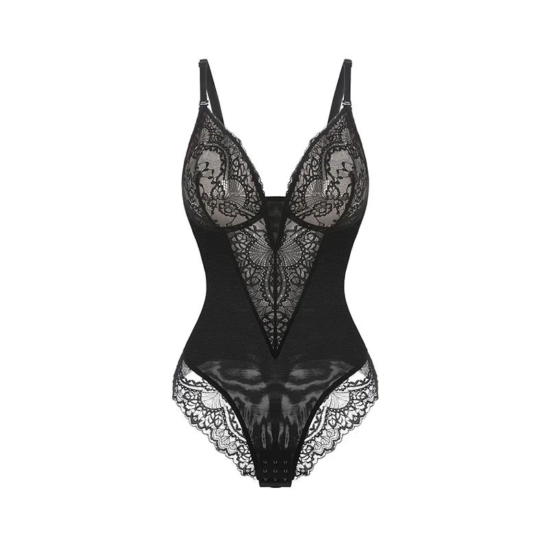 Belle - Lace Sculpting V-neck Bodysuit - Lumea Paris