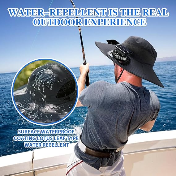 🔥Fathers Day Sale 49% Off - Wide Brim Solar Fan Outdoor Fishing Hat-solar & Usb Charging