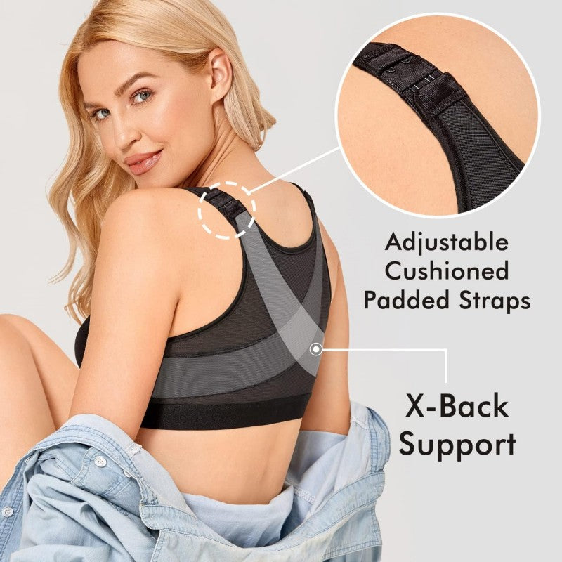 Helen Bra - Front Closure Posture Wireless Back Support Full Coverage Bra (Buy 1 Get 2 Free)-beige+white+black