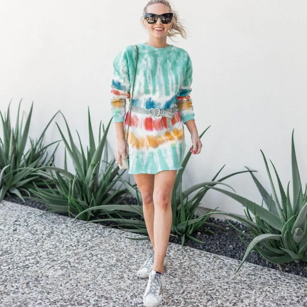 Casual Tie Dye Cozy Sweatshirt Dress