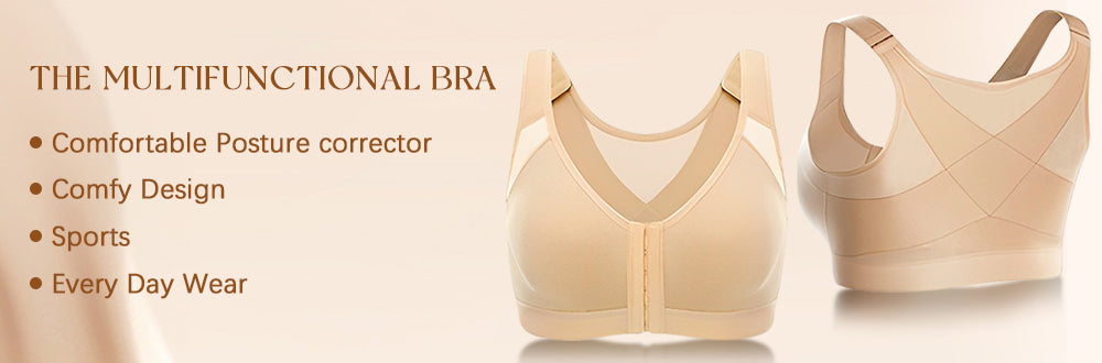 Helen Bra - Front Closure Posture Wireless Back Support Full Coverage Bra (Buy 1 Get 2 Free)-beige+white+black