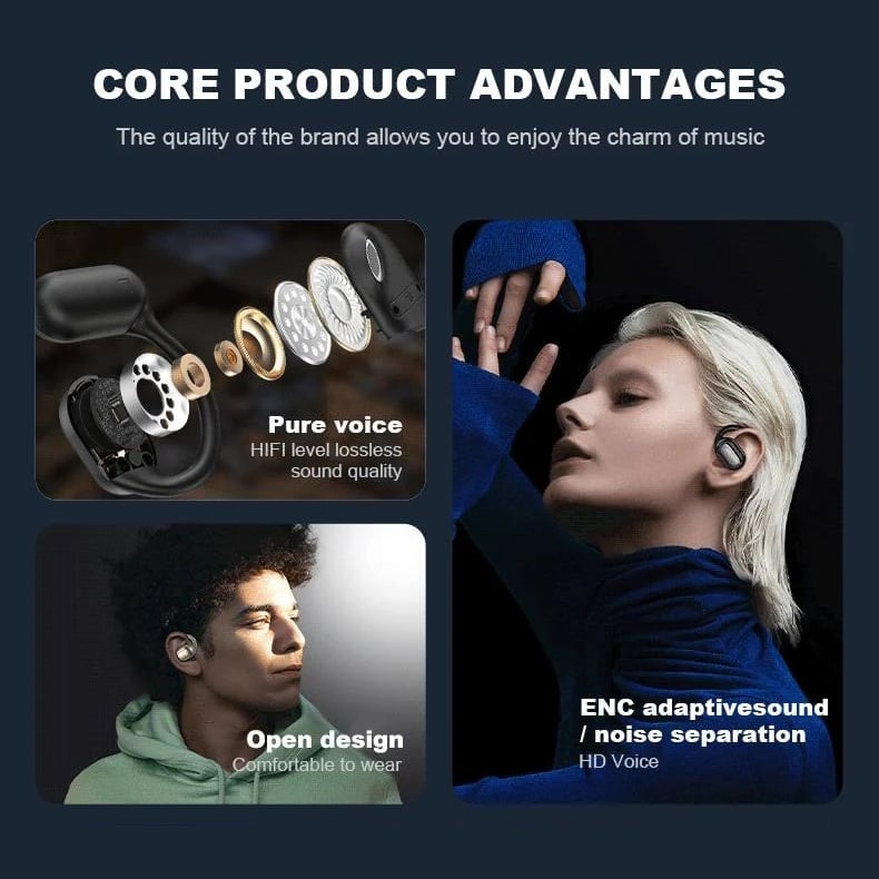 Last Day Promotion 69% Off🔥true Powerful Bluetooth 5.4 Open Ear Earbuds. Ipx5 Waterproof