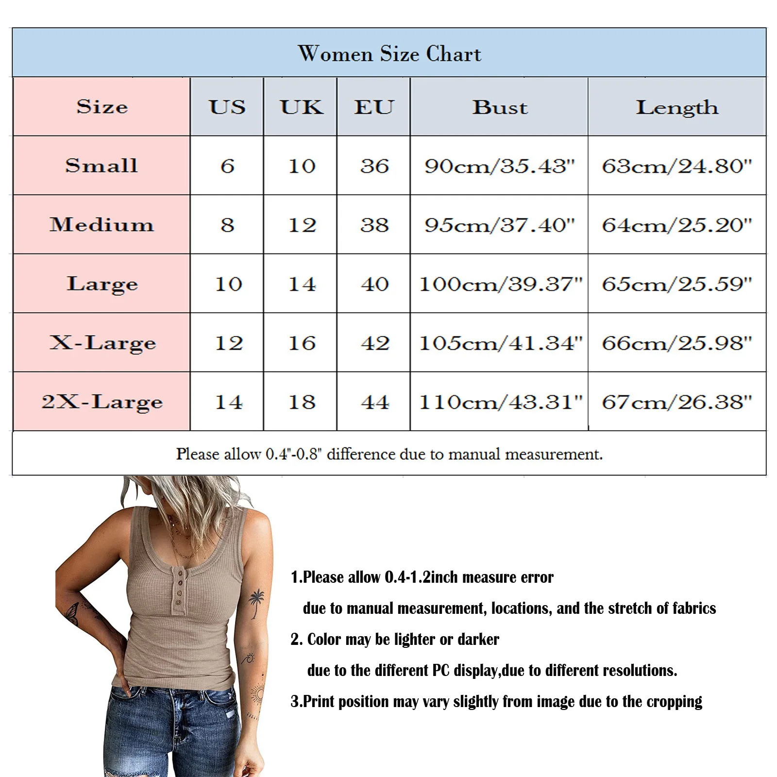 Scoop Neck Buttons Slim Fit Ribbed Tank Top