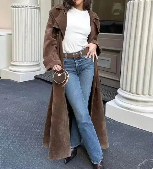 Eva® Suede Trench Coat - Mocha