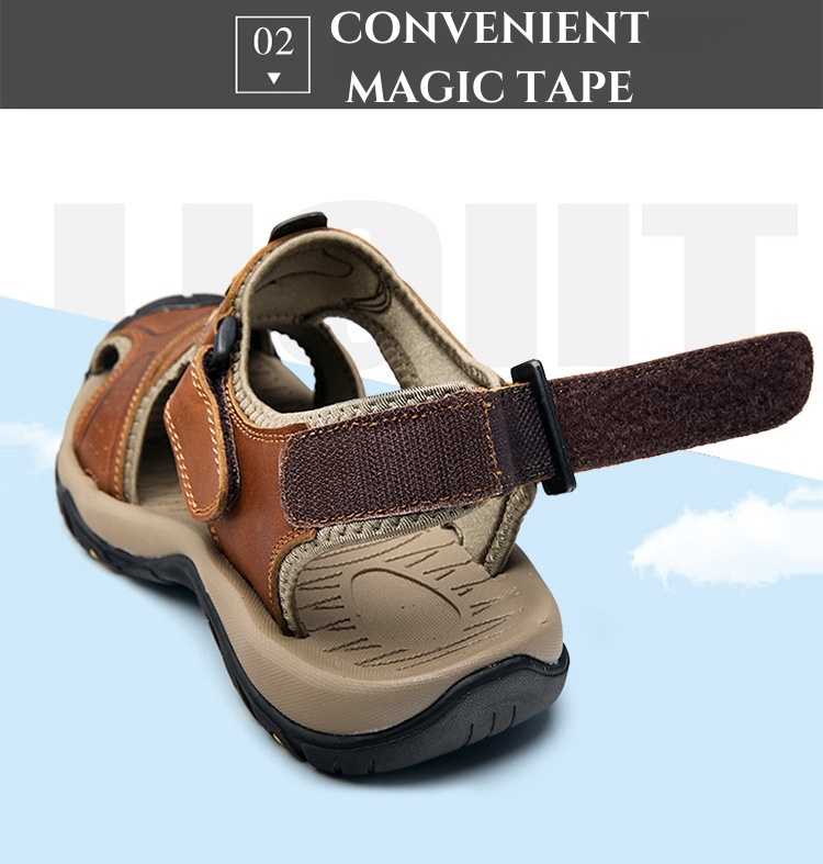 Mens Orthopedic Support Non-slip Sport Sandals Lightweight Trail Hiking Leather Sandals