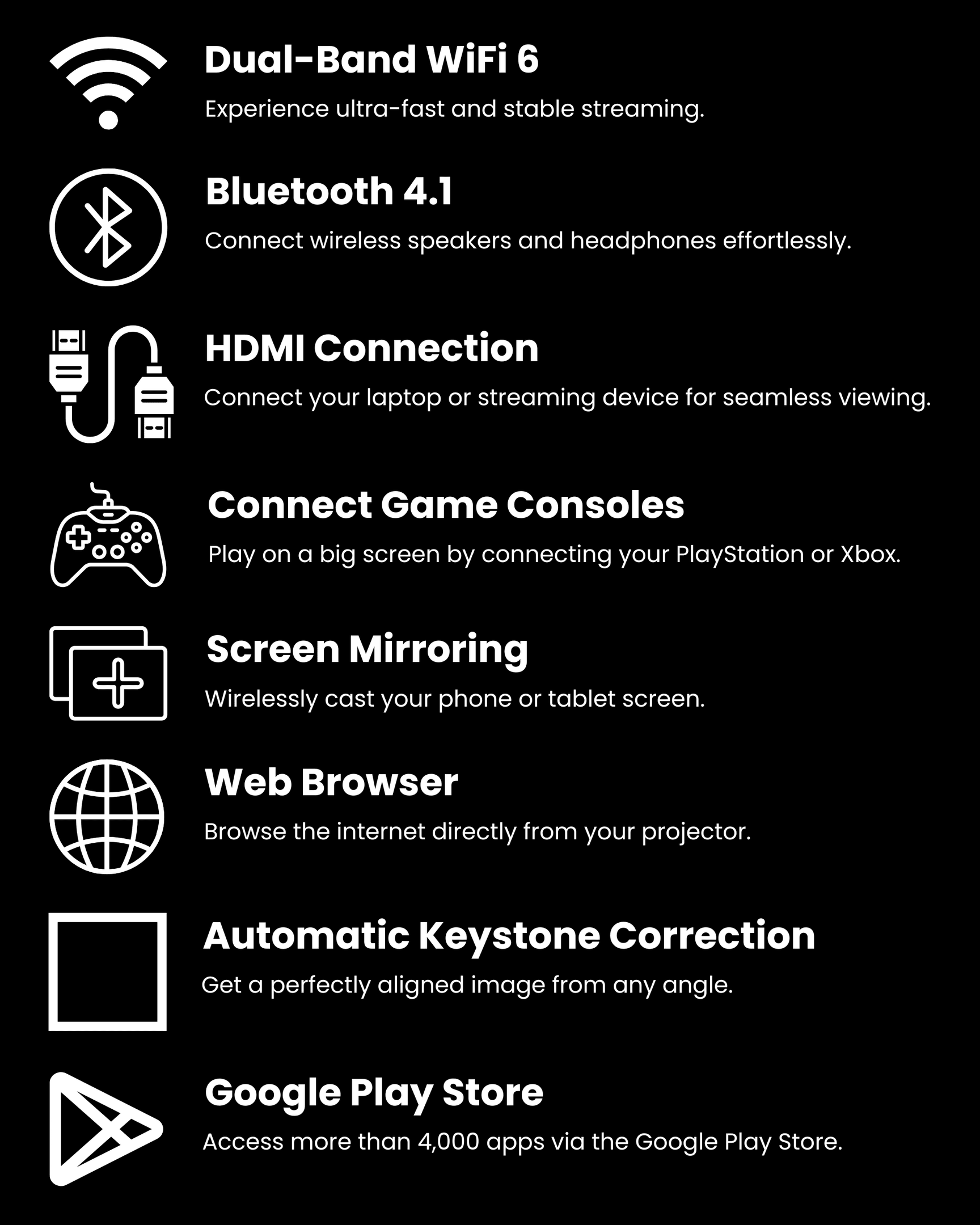 Vista Pro™ 4k Hd Smart Projector