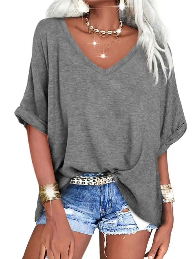 V Neck Ruffle Short Sleeve Cozy T-shirt