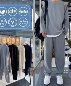 Men’s Loose Fashionable Long Sleeve 2-piece Set